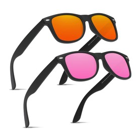 Ninesun Classic Polarised Sunglasses for Men and Women Unisex UV Protection Vintage Outdoor Driving Glasses K630, Orange/Pink
