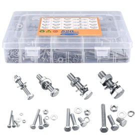 Screws and Nut Set, 520 Pieces M3/M4/M5/M6 Hex Screws and Nuts Set, Screw Assortment with Nuts Washers Set, Stainless Steel Hexagonal Screws Nuts Set, Para Reparaciones