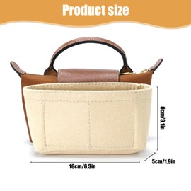 dinghaole Organizer for Longchamp, Longchamp Bag Organizer,Purse Insert Organizer With Zipper, Bag Insert Organizer, Folding Tote Bag organizer insert for Longchamp for Small Tote Bag Organizer(Beige)