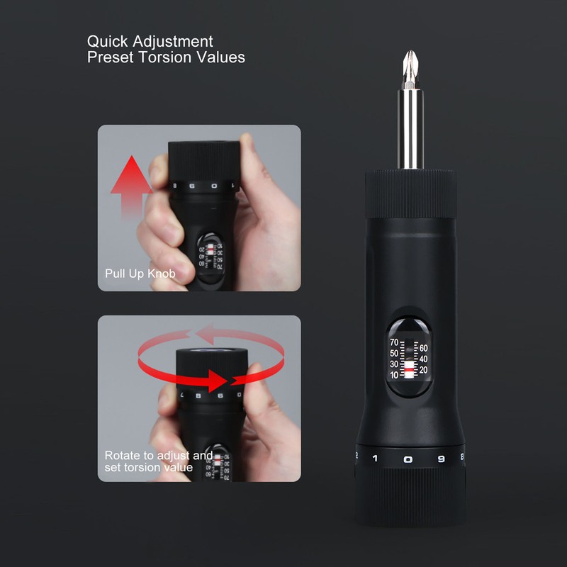 Screwdriver Torsion Wrench 10‑70in‑lb 1/4in Drive Adjustable Torsion Screwdriver