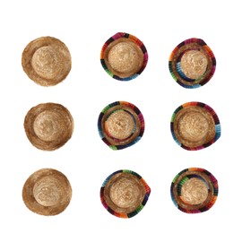 9Pcs Mini Mexican Hat 3 Different Type Mini Mexican Party Hat Small Straw Wine Bottle Cover Hat for Birthday Fiesta Party