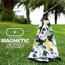 Aliennana Magnetic Golf Towel, Microfiber Waffle Design with Clip - Industrial Strength Magnet for Strong Hold to Golf Bags, Carts & Clubs