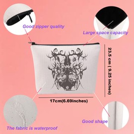 Hazbin Hotel Cartoon Merchandise Cosmetic Bag Alastor Makeup Bag Alastor Demon Gift The Radio Demon Gift Helluva Boss Gift for Fans, beige, No