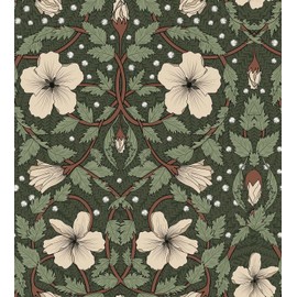 Wookmmy Vintage William Morris Floral Peel and Stick Wallpaper Victorian Green Leaf Art Nouveau Removable Self-Adhesive Vinyl Contact Paper for Bathroom and Bedroom cabinets Wallpaper 17.7"x118"