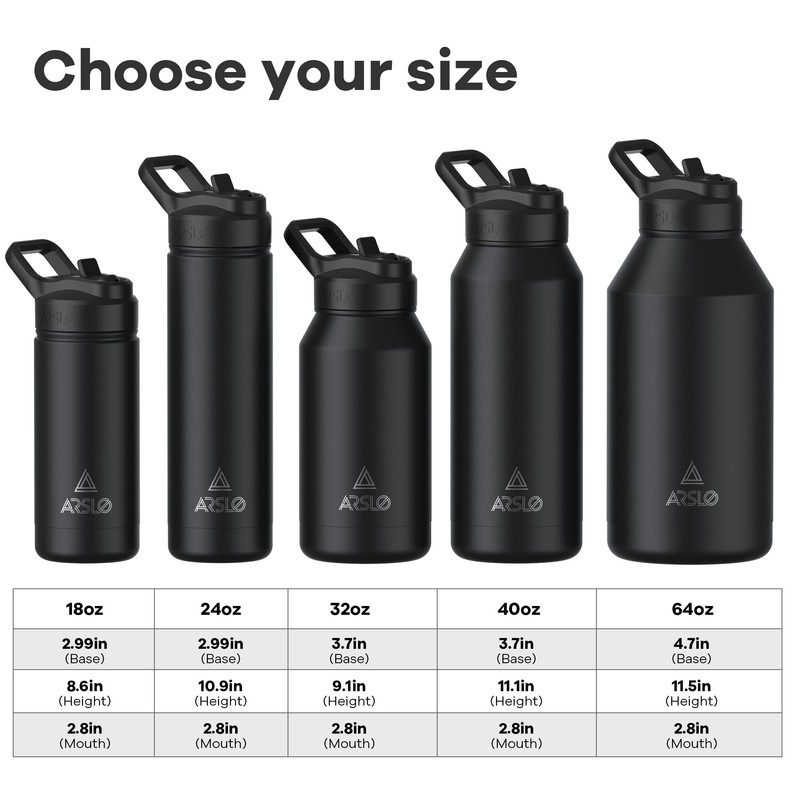 Arslo 64 Oz Mens Water Jug Stainless Steel Insulated Sport
