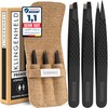 KLINGENHELD Professional Tweezers Set with ComfortGrip Tips and Non-Slip Handle