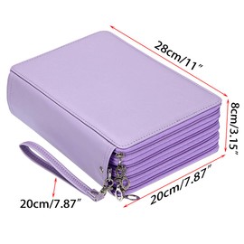 Sumnacon PU Colored Pencil Case, Large Capacity, Pencil Holder, Colored Pencils, Pen, Ruler, Eraser, Stationery Storage, Pencil Case, Simple, Portable, Purple (Item is only a pencil case, pencil not