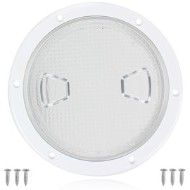 BALAVA 7.2 Inch Boat Hatch,Boat Deck Plates Round Non-Slip Inspection Hatch with Clear Detachable Cover,Marine Access Hatch Deck Hatches for RV Boat Yacht Kayak Outdoor Mount-Screws Included - White