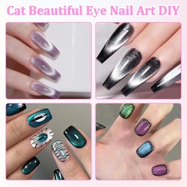 11pcs Cat Beautiful Eye Magnet for Nails, Multifunctional Nail Art Tools Cat Beautiful Eye Gel Nail Polish Magnet,Design Tools Accessories for Salon or Diy