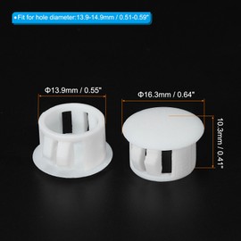 PATIKIL 14mm (9/16") Plastic Hole Plugs, 60Pcs Flush Type Round Hole Plugs Cover Snap in Locking Hole Tube for Table Kitchen Cabinet Furniture, White