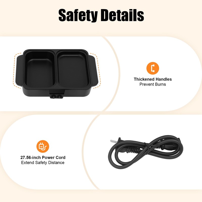 YUASDUU 2 in 1 Electric Hot Pot with Grill, 1200W