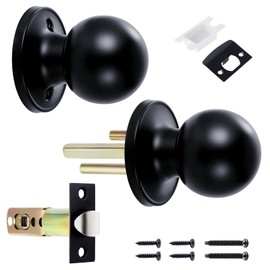 Knpwer Door Knob with Lock, Metal Door Knob, Rotating Ball Knob, Round Door Handle, Door Printer, Door Handle, Rotatable Door Knob