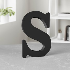 Aruatu 8 Inch Black Wood Letters Unfinished Wood Letter for Wall Decor Decorative Standing Letter Large Letters for Wall Decoration for Craft Home Party Projects (S)