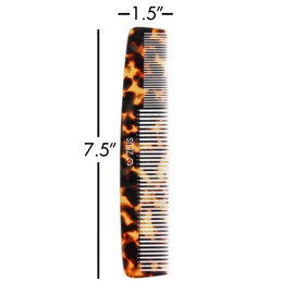 ZEUS 7.5" Saw-Cut Handmade 2-in-1 Beard & Mustache Comb (Tortoiseshell) - C12