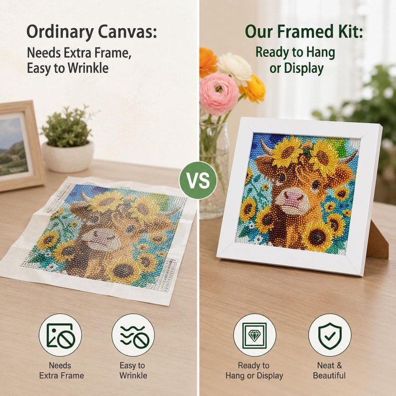 Nikolle Highland Cow Small Diamond Art Kits for Adults Beginner