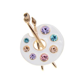 Rhinestone Paint Palette Brooch Pin for Women Men Fashion Rainbow Crystal Enamel Lapel Pins Clip for Scarf Shawl Cute Dress Accessories Jewelry Boutonniere Corsage for Hat Bag Suit Tie Birthday Xmas Creative Trendy Badges Painting Lovers Daughter Girlfriend Art Deco