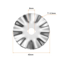 sourcing map 5pcs Rotary Cutter Blades 45mm Large Wave Blade SKS-7 Steel Sharpness Replacement Rotary Blade Quilting Rotary Cutter Blades for Fabric Sewing Scrapbooking Crafts, Silver Tone