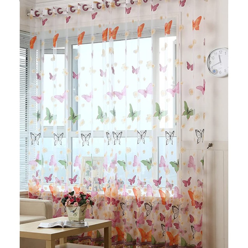 100 x 200 CM Butterfly Pattern Shadow Curtain Grommet Window