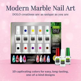 SNS DOLO Marble Nail Art Kit for Dipping Powders with 10 Captivating Colors Plus Base Coat & Top Coat - Marble Nail Design Works with Gels & Acrylics - Professionals & At-Home DIY Manicures