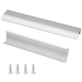 JOOJA 10 Pack Modern Style Finger Edge Pull Furniture DrawerHandles Hidden Cabinet Kitchen Drawer Handles Knobs, Silver 80mm