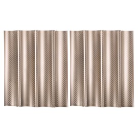 uxcell 2Pcs Perforated French Bread Baking Pan, 15" x 13" Toast Molds Tray, 4 Wave Loaves Baking Tray for Baking Loaf Bread (Gold Tone)