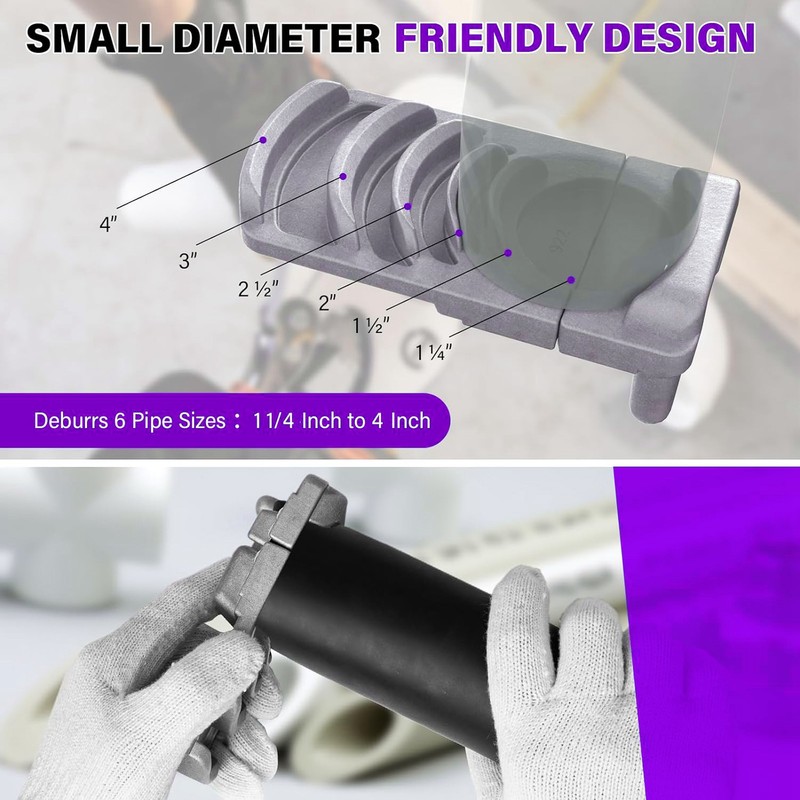 Plastic Pipe Deburring Tool Professional Effective 1 1/4‑4in PVC Tubing