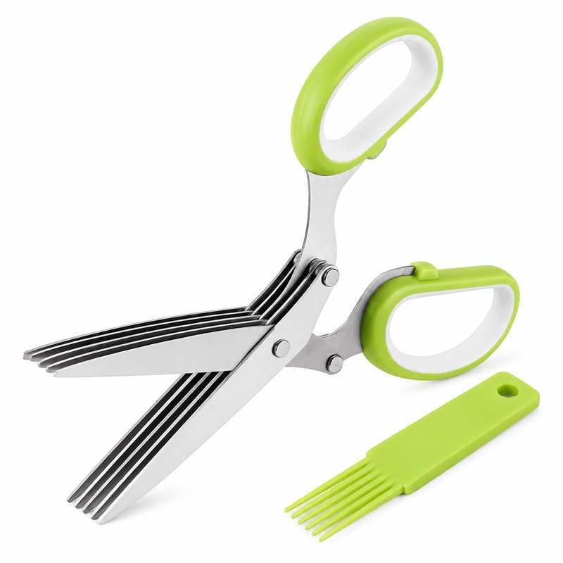 5-Blade Stainless Steel Herb Scissors for Kitchen Food Prep –