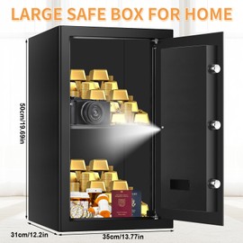 3.2 Cubic Feet Large Safes for Home Use Fire and Water Proof, Anti-Theft Digital Security Safe Box With Programmable Keypad & Spare Keys, Home Safes Water and Fireproof for Documents Money Valuables