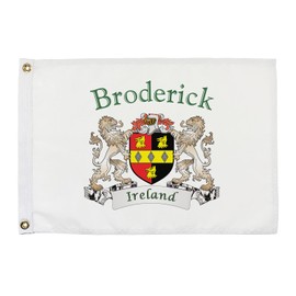 Broderick Irish Coat of Arms Small White Flag - 12"x18" inches