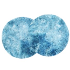 2pcs Round Plush Pet Mat Thin Style Pad for Cats, Small Dogs, Rabbits, Guinea Pigs, Washable Soft Crate Pet Bed, Cat Tree Tower Replacement Cushion Pad, Pad for Window Perch (Blue, S(15.8*15.8*1.2in))
