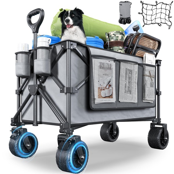 YITAHOME Large Collapsible Foldable Utility Wagon, 300Lbs All-Terrain Beach Cart