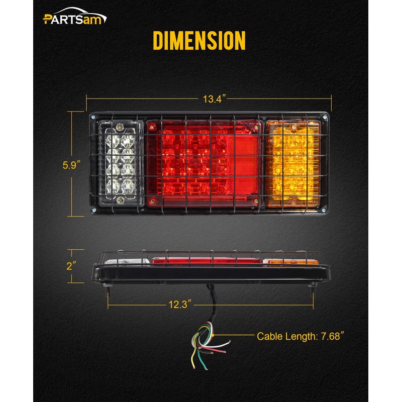 Partsam 2Pcs LED Truck Trailer Tail Lights Bar Kit 40