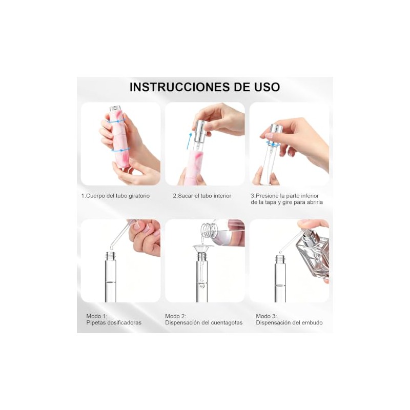 5PCS Atomizadores Recargables de Perfume para Viaje de 10ML, Mini