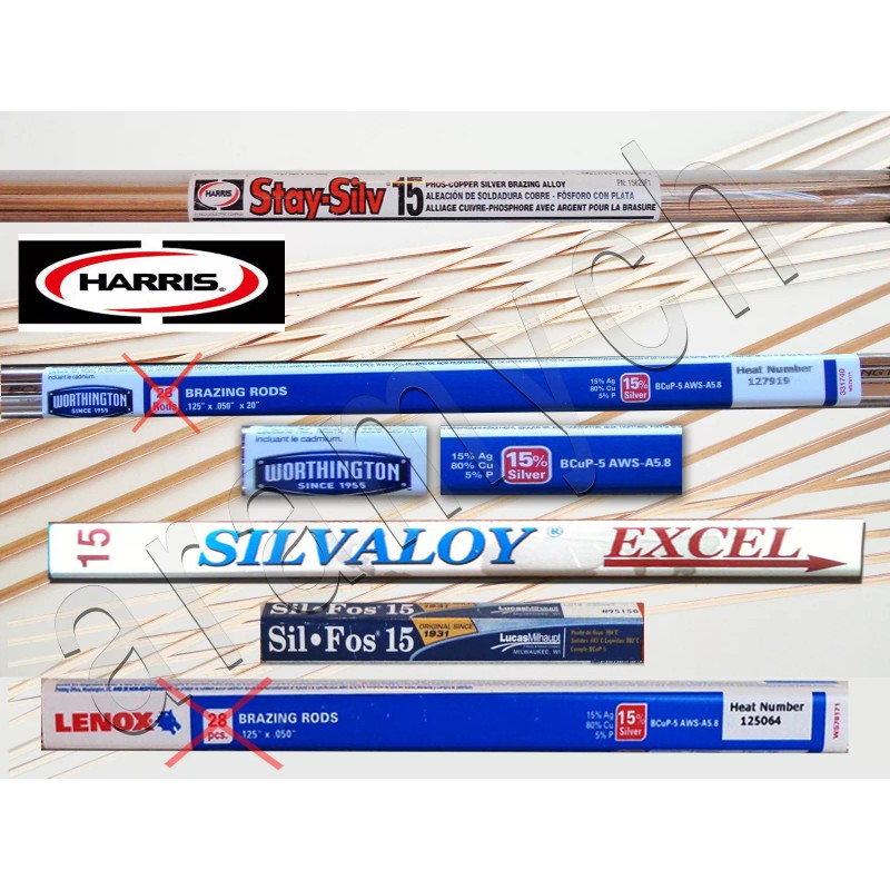 LucasMilhaupt 15% Silver Brazing Rods 5 RODS Sil-Fos, Worthington, Harris