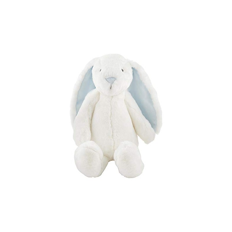 Mud Pie Blue Plush Bunny, Large, 15" x 9", White