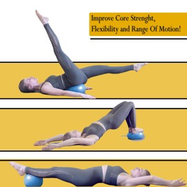 NTEK Soft Pilates Ball – Mini Exercise Ball for Yoga, Core Training & Physical Therapy – Anti-Burst, Non-Slip Small Gym Ball with Straw for Easy Inflation Home, Office & Barre Workouts (BLUE, 25CM)