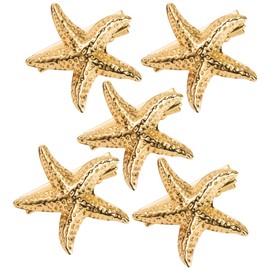 5 Pieces Gold Starfish Hair Clips for Women Girls, Alligator Hair Pins Ocean Beach Style Metal Hair Accessories
