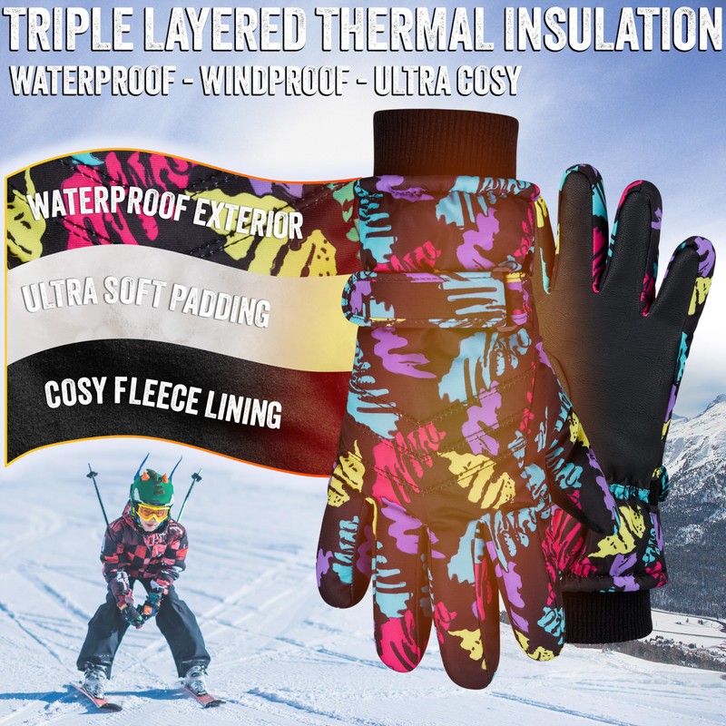 CityComfort Girls Skiing Gloves Fleece Lined Touch Screen Gloves Thermal