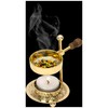 Handcrafted Adjustable Resin Incense Burner in Golden Brass with Wooden