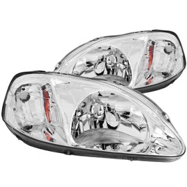 Anzo USA 121179 Honda Civic Chrome With Amber Reflectors Headlight Assembly - (Sold in Pairs)
