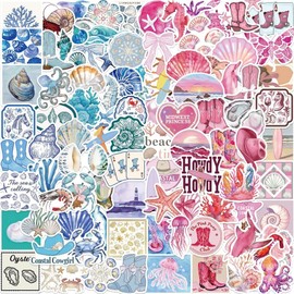 100PCS Ocean Beach Aesthetics Stickers,Summer Waterproof Decals for Bumper Water Bottles Laptops Computer Skateboard Scrapbooking