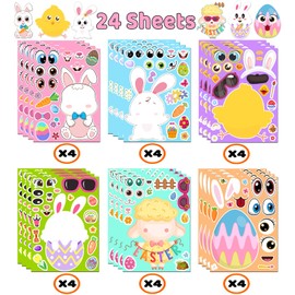 Easter Stickers - DIY Happy Easter Egg Bunny Sticker for Kids, Easter Crafts Stickers Kids Game Toys Gift Party Favor Supplies(24 Sheets)