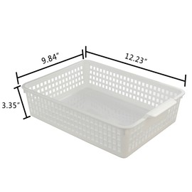 Fiazony 6-Pack Plastic Storage Trays Basket, Organization Basket Tray for Paper/File, White