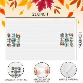 Fall Kitchen Towels Blue Fall Pumpkin Kitchen Decor Autumn Bow Bathroom Hand Towels Autumn Thanksgiving Washcloth Gifts for Hostess 14.6 × 23.6 Inches