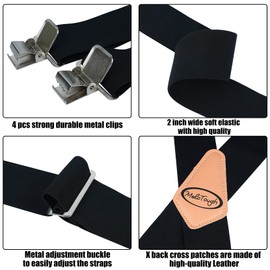 MELOTOUGH Men's Suspenders w/Clip Heavy Duty suspenders for men Big and Tall Work suspenders Mens suspenders for jeans (Black)