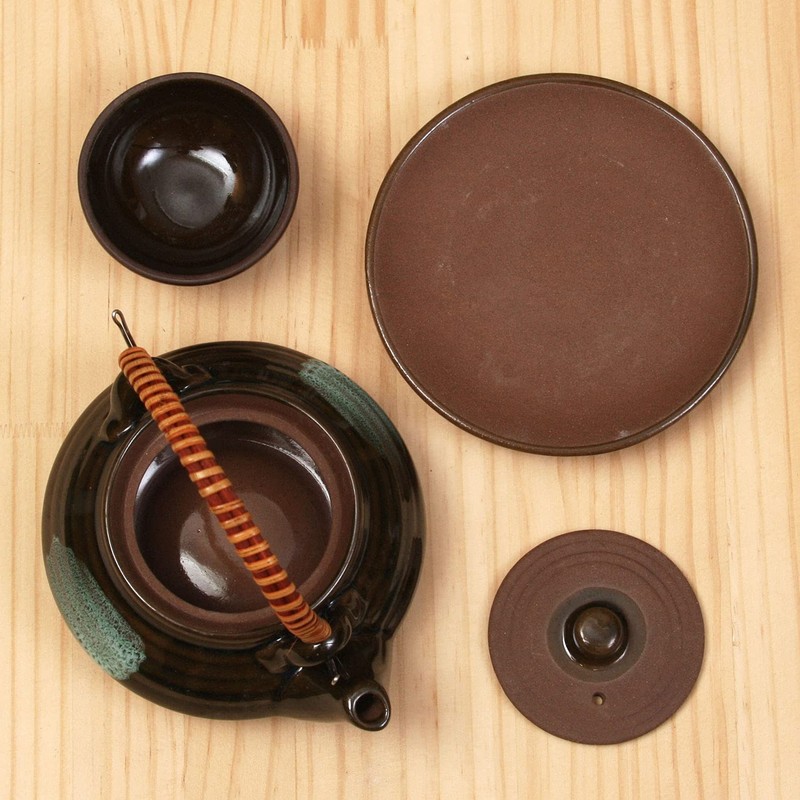 Maruyoshi Pottery Earthenware Tobin Set Flat Oribe M2218