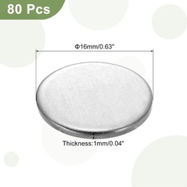 uxcell 80Pcs Stainless Steel Disc, 5/8"(16mm) Dia 0.04"(1mm) Thick 304 Stainless Steel Flat Round Sheet Blank Round Circle Plate for Crafts Metal Stamping and Jewelry Making