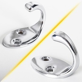 RICOO MH014-S4 Coat Hooks, Wall Hooks, Wall Hooks, Set of 4, Wall Coat Rack, Metal, Silver, Coat Hooks, Vintage, Hook Rack, Coat Rack, Jacket Holder Wall