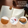 Leezmark 4 Pcs Magnetic Bookmarks, Classic Stitched Leather Bookmark, Lasable
