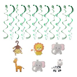 Ovanda 6 pezzi, decorazione per feste di animali della giungla, decorazione a tema animali safari, ghirlande a spirale, decorazione da appendere a forma di animali
